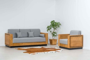 Canapea Lemn masiv Mexicana, model fix cu tapiterie, 220 x 83 x 70 cm - Img 7