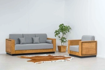 Canapea Lemn masiv Mexicana, model fix cu tapiterie, 220 x 83 x 70 cm - Img 7