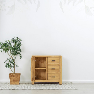 Comoda 1 usa si 3 sertare Ecuador, Lemn masiv rustic, 90 x 46 x 85 cm - Img 2