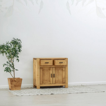 Comoda 2 usi si 2 sertare Ecuador, Lemn masiv rustic, 90 x 46 x 85 cm - Img 3