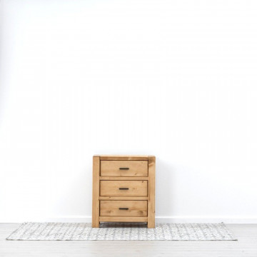 Comoda 3 sertare Ecuador, Lemn masiv rustic, 70 x 45 x 80 cm - Img 3