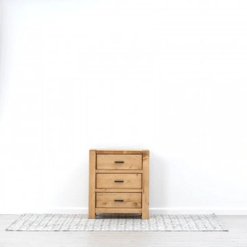 Comoda 3 sertare Ecuador, Lemn masiv rustic, 70 x 45 x 80 cm - Img 3
