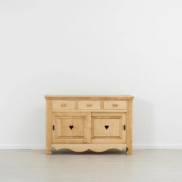 Comoda Cabana 2 usi culisante si 3 sertare, Lemn masiv rustic, 140 x 50 x 92 cm - Img 4