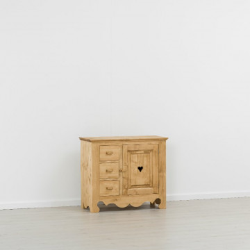 Comoda Cabana cu 1 usa 3 sertare, Lemn masiv rustic, 94 x 43 x 83 cm - Img 5