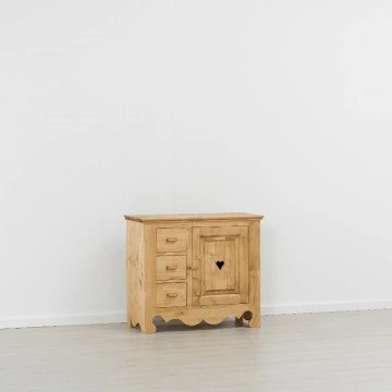 Comoda Cabana cu 1 usa 3 sertare, Lemn masiv rustic, 94 x 43 x 83 cm - Img 5