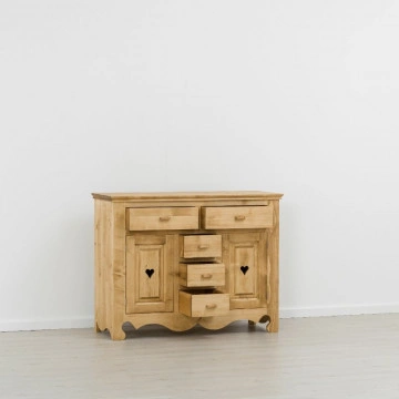Comoda Cabana cu 2 usi si 5 sertare, Lemn masiv rustic, 129 x 50 x 100 cm - Img 3