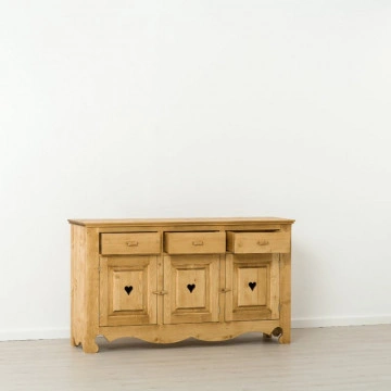 Comoda Cabana cu 3 usi si 3 sertare, Lemn masiv rustic, 160 x 45 x 92 cm - Img 3