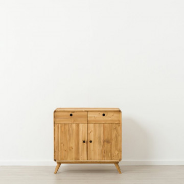 Comoda cu 2 usi 2 sertare Sahara, Lemn masiv rustic, 90 x 45 x 85 cm - Img 2