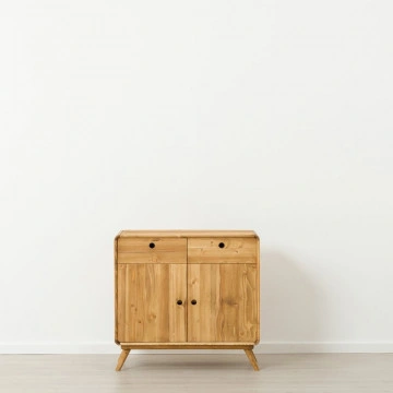 Comoda cu 2 usi 2 sertare Sahara, Lemn masiv rustic, 90 x 45 x 85 cm - Img 2