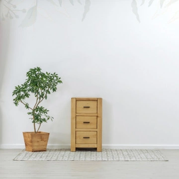 Comoda cu 3 sertare Ecuador, Lemn masiv rustic, 52 x 42 x 90 cm - Img 3