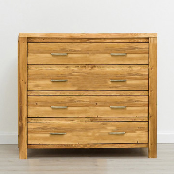 Comoda cu 4 sertare Colibri, Lemn masiv rustic, 95 x 46 x 85 cm - Img 2