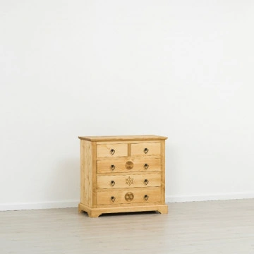 Comoda cu 5 sertare Rustic Chalet Lemn masiv rustic, 90 x 46 x 85 cm - Img 5