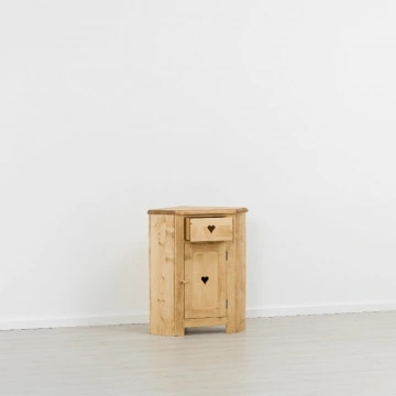 Comoda de colt Rustic Floare de Colt cu 1 sertar si 1 usa, Lemn masiv 77 x 54 x 89 cm - Img 2