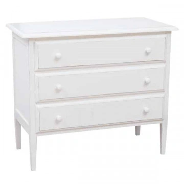 Comoda Dolce Toscana cu 3 sertare, lemn masiv de tei, alb unt antik, 100 x 48 x 85 cm - Img 2
