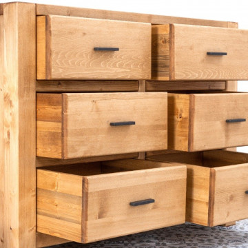 Comoda Ecuador cu 6 sertare, Lemn masiv rustic, 120 x 48 x 90 cm - Img 6