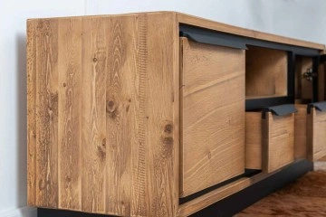 Comoda Lemn masiv Mexicana, 2 usi, 2 sertare si nisa, 160 x 40 x 55 cm - Img 2