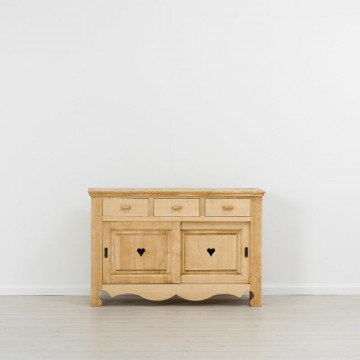 Comoda Rustic Flame 2 usi culisante si 3 sertare, Lemn masiv rustic, 140 x 50 x 92 cm - Img 4