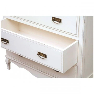 Comoda Toscana Charme 5 sertare lemn masiv tei, alb unt + natur antik, 100 x 45 x 106 cm - Img 4