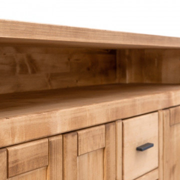 Comoda TV 4 usi 2 sertare si nisa Ecuador, Lemn masiv rustic, 180 x 50 x 85 cm - Img 2