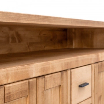 Comoda TV 4 usi 2 sertare si nisa Ecuador, Lemn masiv rustic, 180 x 50 x 85 cm - Img 2