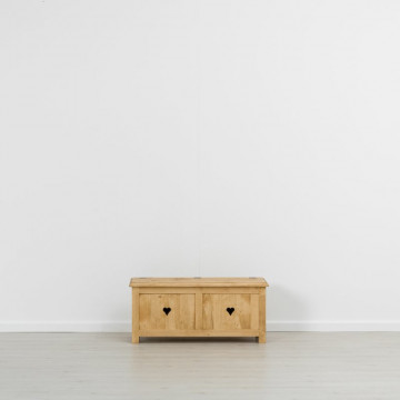 Cufar / Lada zestre Rustic Floare de Colt cu 1 sertar din Lemn masiv 100 x 42 x 44 cm - Img 4