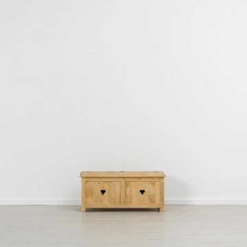 Cufar / Lada zestre Rustic Floare de Colt cu 1 sertar din Lemn masiv 100 x 42 x 44 cm - Img 4