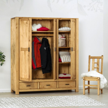 Dulap 3 usi si 3 sertare Ecuador, Lemn masiv rustic, 175 x 55 x 200 cm - Img 3