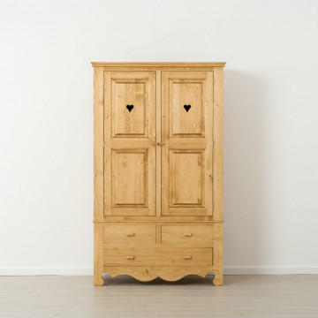 Dulap Cabana cu 2 usi 3 sertare, Lemn masiv rustic, 120 x 55 x 200 cm - Img 3