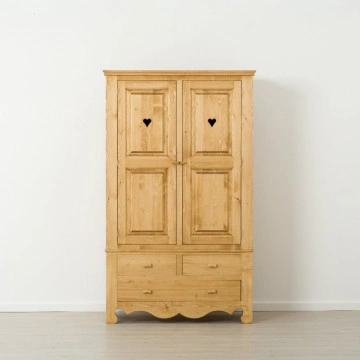 Dulap Cabana cu 2 usi 3 sertare, Lemn masiv rustic, 120 x 55 x 200 cm - Img 3