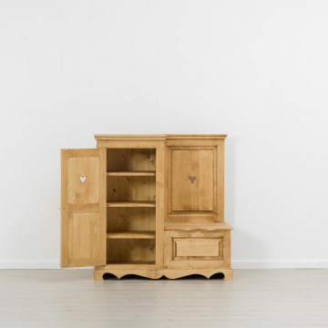 Dulap hol Cabana 1 usa si cufar lemn masiv rustic, 121 x 55 x 125 cm - Img 2