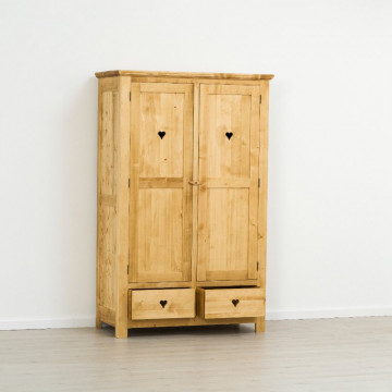 Dulap Rustic Floare de Colt cu 2 usi si 2 sertare, Lemn masiv 120 x 58 x 190 cm - Img 3