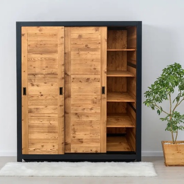 Dulap Rustic Loft 3 usi culisante, Lemn masiv rustic, 175 x 55 x 200 cm - Img 2