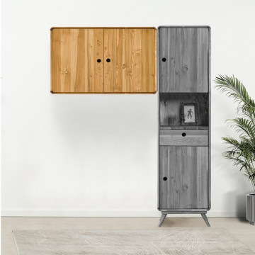 Dulap suspendat cu 2 usi Sahara, Lemn masiv rustic, 100 x 40 x 70 cm - Img 3