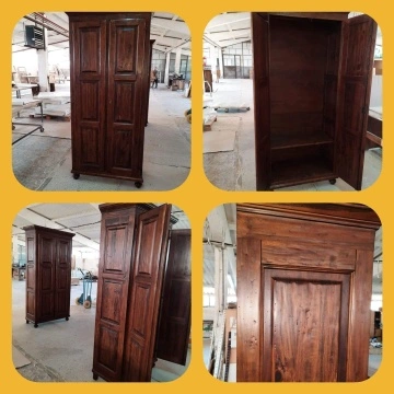 Dulap Toscana cu 2 usi lemn masiv tei, nuc antik, 100 x 50 x 210 cm - Img 6
