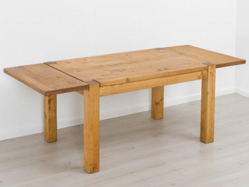 Masa cu 2 extensii laterale Ecuador, Lemn masiv rustic, 140/180/220 x 90 x 78 cm - Img 2