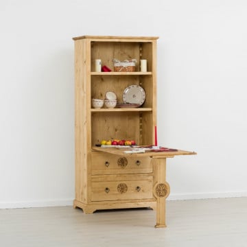 Masa de cioban 1 usa si 2 sertare Rustic Chalet, Lemn masiv rustic, 90 x 50 x 200 cm