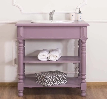 Masca de baie tip consola lemn masiv cu 2 rafturi, 90 x 54 x 90 cm