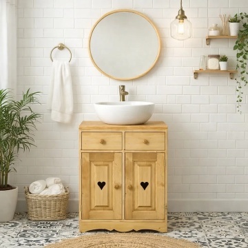 Masca de chiuveta Rustic Cabana cu 2 usi lemn masiv 80 x 60 x 85 cm