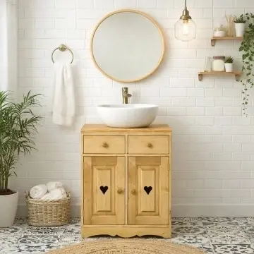 Masca de chiuveta Rustic Cabana cu 2 usi lemn masiv 80 x 60 x 85 cm