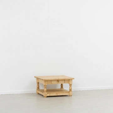 Masuta de cafea Cabana cu 2 sertare, Lemn masiv rustic, 80 x 80 x 45 cm - Img 4