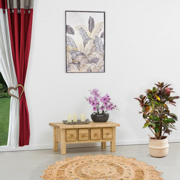Masuta de cafea Cabana cu 4 sertare, Lemn masiv rustic, 100 x 60 x 45 cm