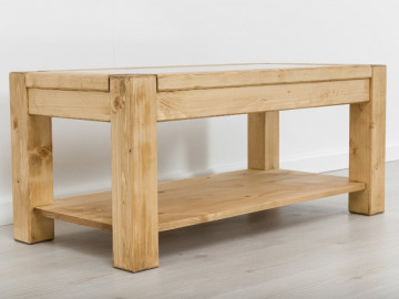 Masuta de cafea Ecuador cu model sculptat, Lemn masiv rustic, 100 x 50 x 45 cm - Img 3