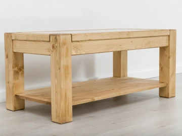 Masuta de cafea Ecuador cu model sculptat, Lemn masiv rustic, 100 x 50 x 45 cm - Img 3