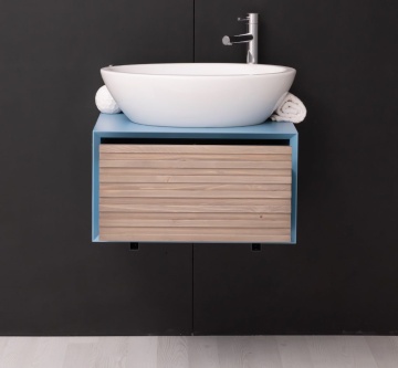 Mobilier de baie lemn masiv Pianno cu 1 sertar, suspendat, 60 x 50 x 33 cm - Img 5