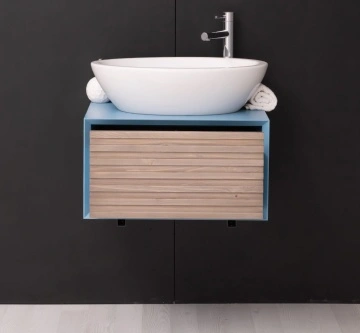 Mobilier de baie lemn masiv Pianno cu 1 sertar, suspendat, 60 x 50 x 33 cm - Img 5