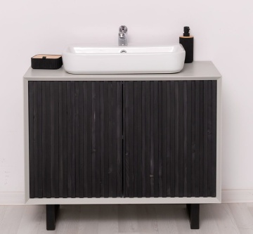 Mobilier de baie lemn masiv Pianno cu 2 usi, 93 x 50 x 76 cm - Img 5
