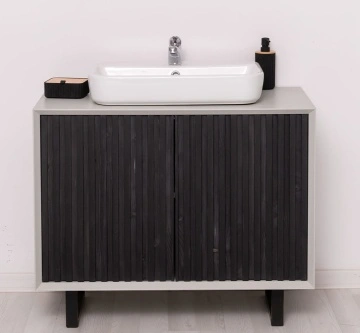 Mobilier de baie lemn masiv Pianno cu 2 usi, 93 x 50 x 76 cm - Img 5
