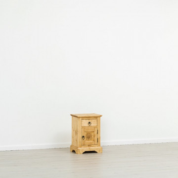 Noptiera 1 usa si 1 sertar Ursul Carpatin, Lemn masiv rustic, 42 x 35 x 60 cm - Img 6