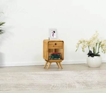 Noptiera cu 1 sertar 1 nisa Sahara, Lemn masiv rustic, 34 x 30 x 60 cm