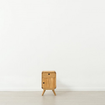 Noptiera cu 1 usa 1 sertar Sahara, Lemn masiv rustic, 34 x 30 x 60 cm - Img 2